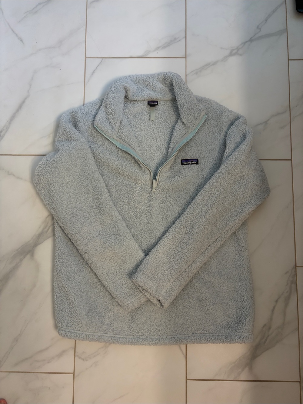 Patagonia Pale Blue Sherpa Quarter-Zip Fleece Pullover